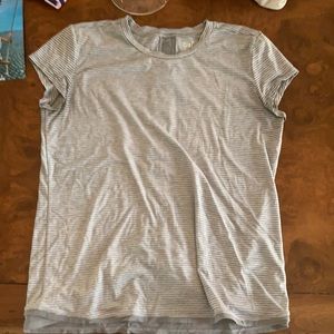 Athleta Girl grey and white striped tee